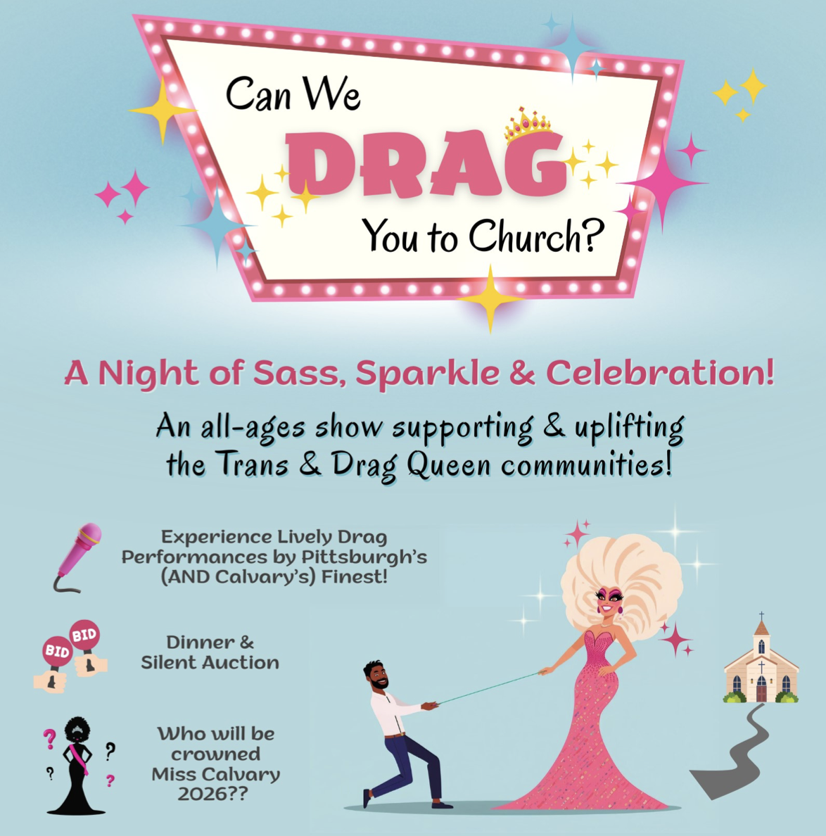 Can we DRAG you to church? event flyer